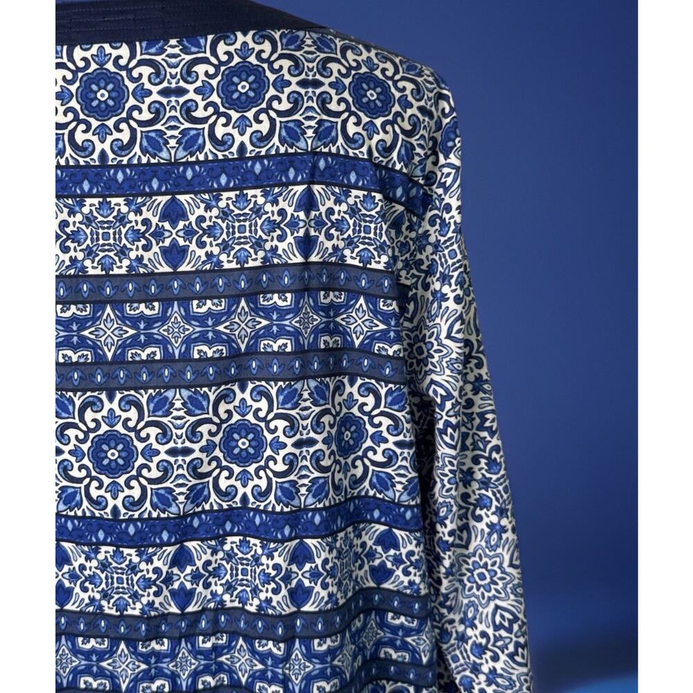 Land End Blue White Long Sleeve Cotton Dress | Cover Up | Beach | Resortwear - Picture 7 of 9